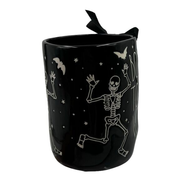 Rae Dunn Mug BONE TO BE WILD Black Halloween Skeleton Dancin Goth Witch New 2024 - Picture 8 of 11